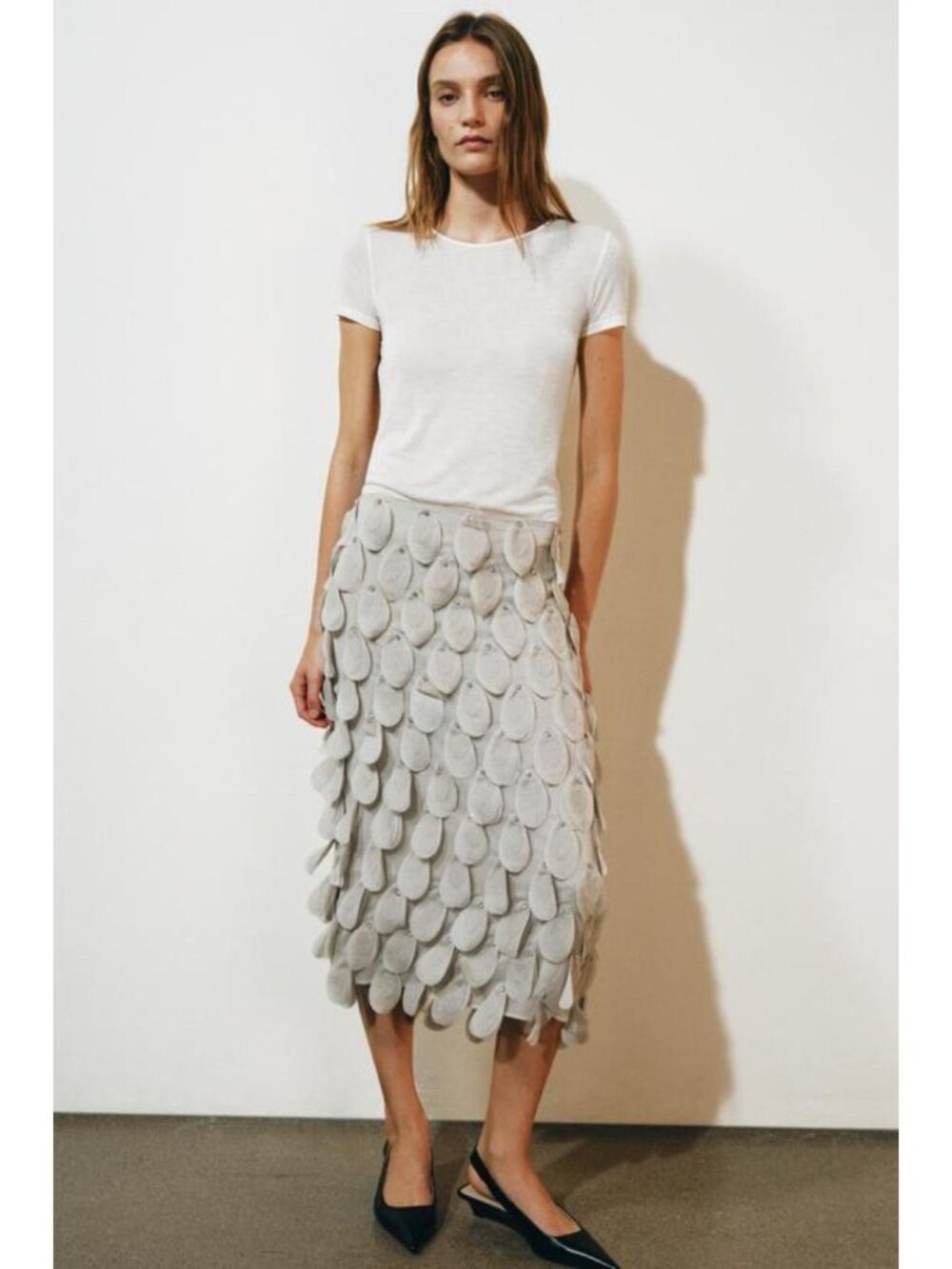 ZARA ZW COLLECTION BEADED MIDI SKIRT 4772/205/811